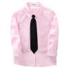 Boys Uniform Dress Shirt Cotton Long Sleeve Button Down Pink Tops with Tie & Bowtie Set for School Church Wedding, 130 view 2