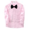 Boys Uniform Dress Shirt Cotton Long Sleeve Button Down Pink Tops with Tie & Bowtie Set for School Church Wedding, 130 view 3