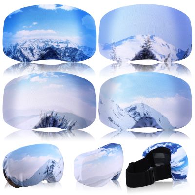 Civaner 4 Pieces Ski Snowboard Goggle Cover Sleeve Goggle Cover Microfiber Protective Lens Scratch Dust Protection for Travel(Vivid,Snow Mountain Style)