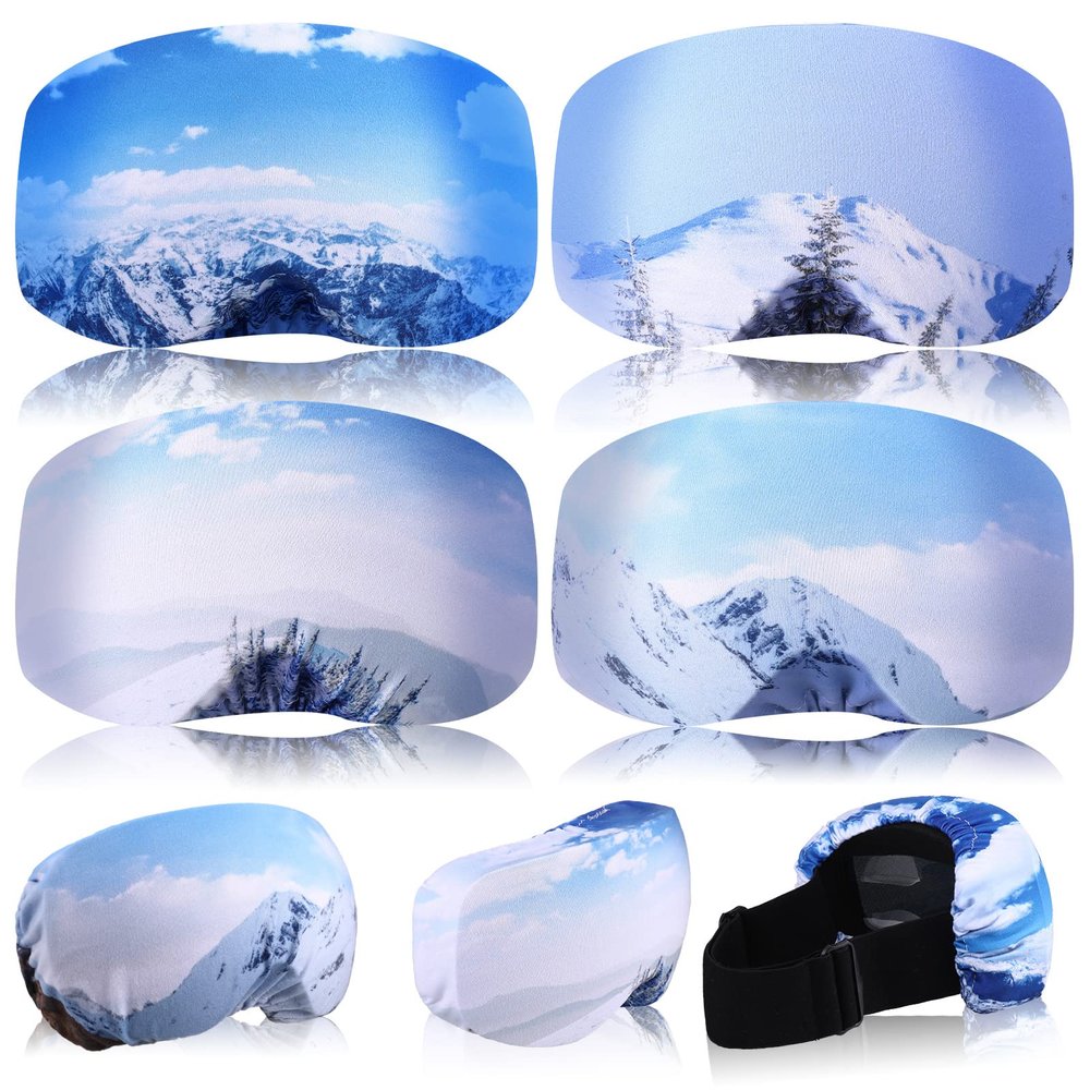 Civaner 4 Pieces Ski Snowboard Goggle Cover Sleeve Goggle Cover Microfiber Protective Lens Scratch Dust Protection for Travel(Vivid,Snow Mountain Style)