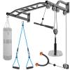 SELEWARE 48'' Heavy Duty Pull Up Bar Wall Mount Multi-function Chin up Bar with Home Gym Cable Pulley System LAT Pulldown Workout Attachments Heavy Bag Hanger view 1