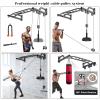 SELEWARE 48'' Heavy Duty Pull Up Bar Wall Mount Multi-function Chin up Bar with Home Gym Cable Pulley System LAT Pulldown Workout Attachments Heavy Bag Hanger view 3