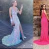 Lindo Noiva Women Prom Dress Sequin Long Mermaid Ball Gown Sparkly Formal Evening Dresses with Slit LNL085 Hot Pink 4 view 3