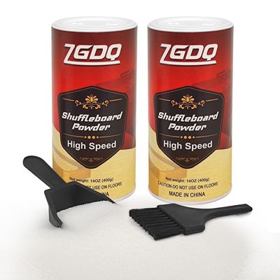 ZGDQ Shuffleboard Powder Set,Shuffleboard Sand Shuffleboard Wax with Mini Broom Sets-2 Cans 14OZ