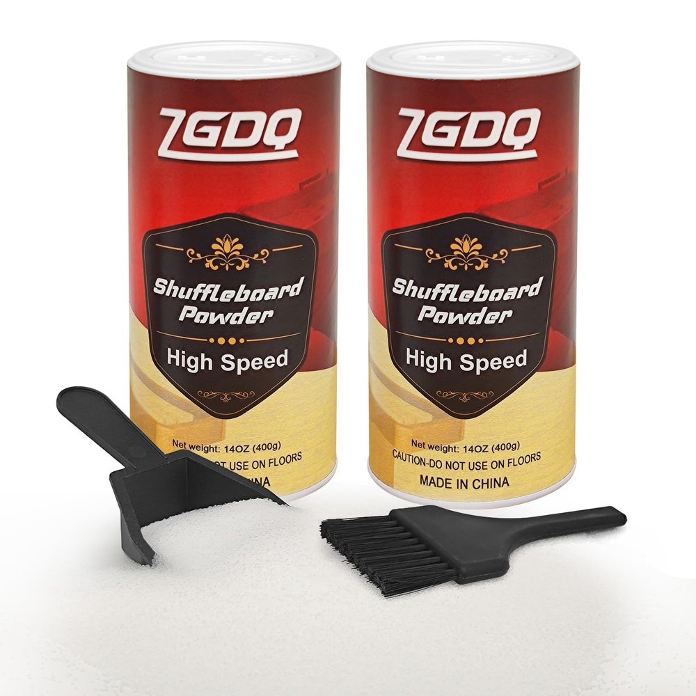 ZGDQ Shuffleboard Powder Set,Shuffleboard Sand Shuffleboard Wax with Mini Broom Sets-2 Cans 14OZ