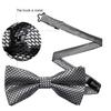 YOHOWA Mens Bow Tie Set Silver Black Pre-tied Bowties Adjustable with Handkerchief Cufflinks Wedding Prom Party view 4