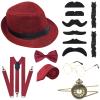 ELECLAND 10 Pieces 1920s Men Costume Accessories Set Roaring Retro Gangster Costume