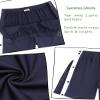 Wataxii Unisex Post Surgery Shorts Mens Tear Away Snap Leg Side Open Shorts Comfy Hospital Adaptive Clothing with Pockets Navy Blue view 4