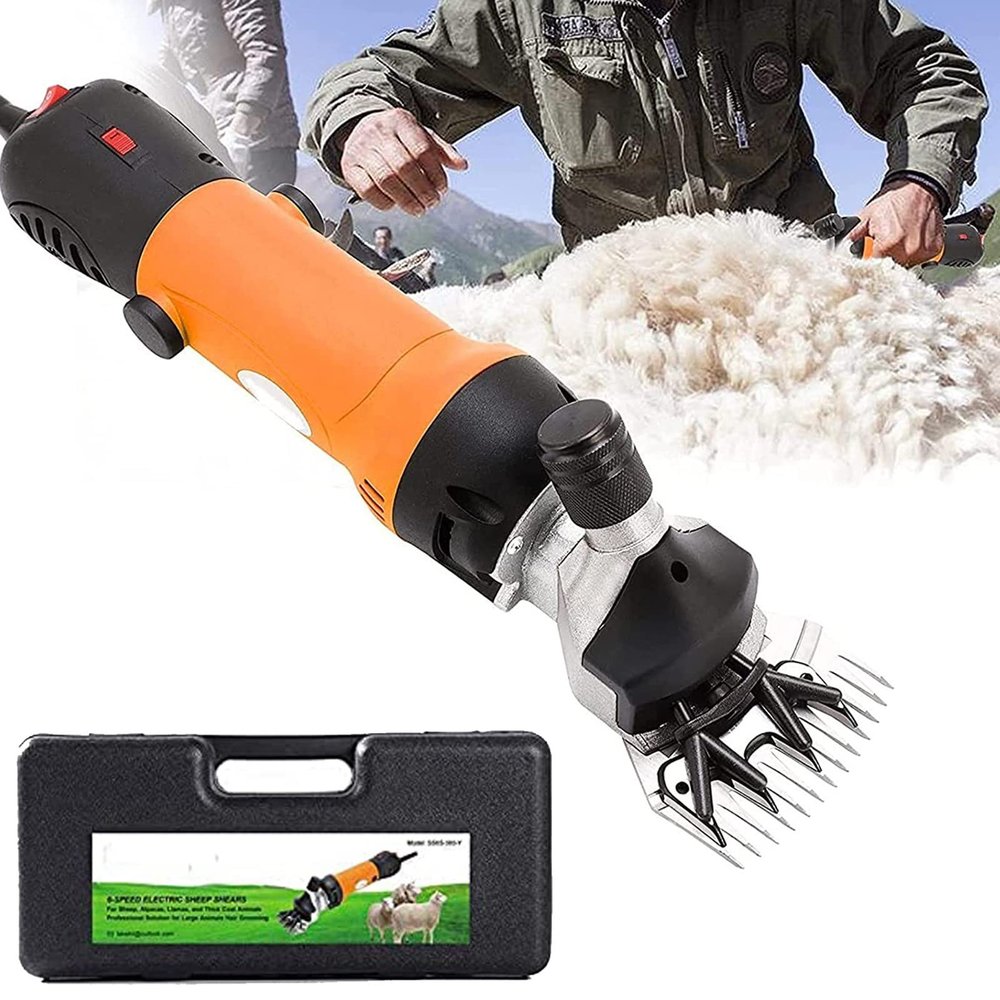 XYEJL Sheep Shears, 690W Professional Sheep Shearing Clippers, Electric Sheep Shears, Pet Farm Supplies for Shaving Fur Wool in Sheep, Goats, Cattle, Farm Livestock Pet,Orange-220V