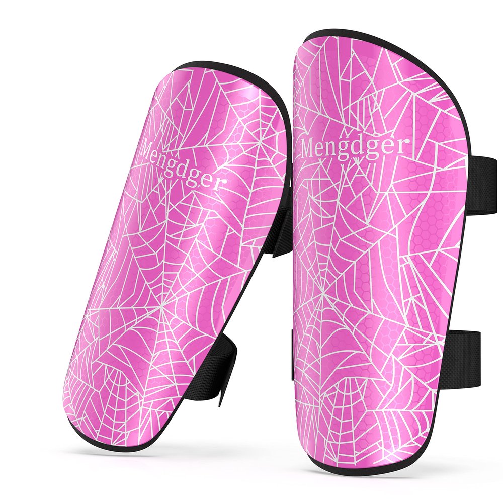Shin Guards Soccer Youth Kids Boys Girls Toddler Shin Pads Child EVA Cushion Protection Reduce Shocks Injurie Calf Protective Gear Suitable for 4 5 6 7 8 9 10 11 12 Years Old (M, Pink)