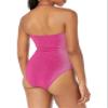 BCBGeneration Women's Standard One Piece Swimsuit Knot Front Cut Out Tummy Control Quick Dry Bathing Suit, Berry, Large view 2