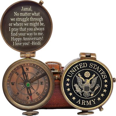 Personalized Compass/Gift for Son/Army/Navy/USN/Airforce/Retirement Gift, Marine Corps Gift, Baptism Gift Compass (United State B Army)