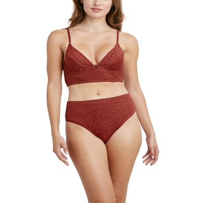 BCBGMAXAZRIA Women's Standard Underwire Midkini Swimsuit Top, Paprika, 4