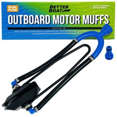 Boat Motor Muffs, Outboard & Inboard I/O Engine Flush Kit, Ear Flusher Hose Adapter for Marine Engine Winterizing, Flushing & Warming