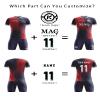 ORKY Men Soccer Jersey, Boys Girls Amateur League Short Sleeve Football Shirt, Kids Custom Name Game Uniform Flame(Blue Red 150cm) view 3