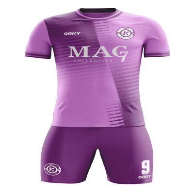 ORKY Men Soccer Jersey, Boys Girls Amateur League Short Sleeve Football Shirt, Kids Custom Name Game Uniform Flame(Purple 120cm)