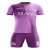 ORKY Men Soccer Jersey, Boys Girls Amateur League Short Sleeve Football Shirt, Kids Custom Name Game Uniform Flame(Purple 120cm) view 1