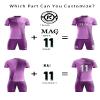 ORKY Men Soccer Jersey, Boys Girls Amateur League Short Sleeve Football Shirt, Kids Custom Name Game Uniform Flame(Purple 120cm) view 3