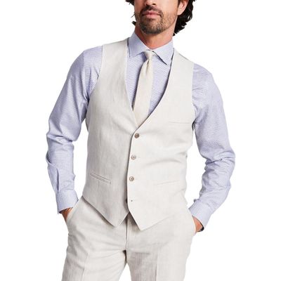 Bar III Mens Slim Fit Suit Separate Suit Vest Tan S