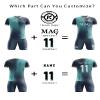 ORKY Men Soccer Jersey, Boys Girls Amateur League Short Sleeve Football Shirt, Kids Custom Name Game Uniform Flame(Grey Blue 110cm) view 3