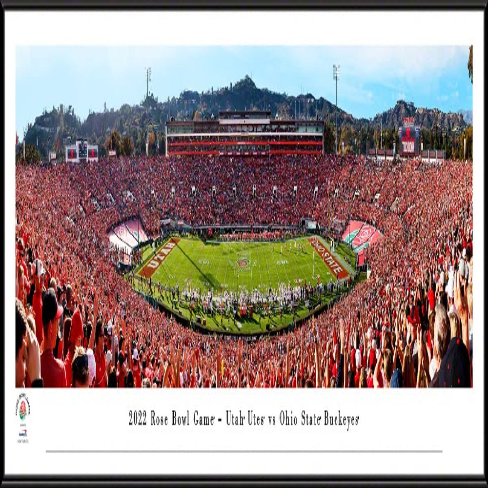 2022 Rose Bowl Game, Utah vs Ohio State - 40.25x13.75-inch Standard Framed Print by Blakeway Panoramas