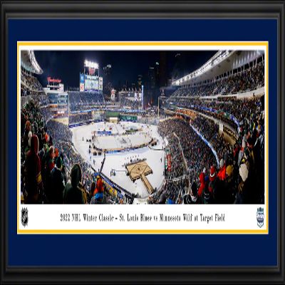 2022 NHL Winter Classic - St. Louis Blues vs Minnesota Wild - 44x18-inch Double Mat, Deluxe Framed Picture by Blakeway Panoramas