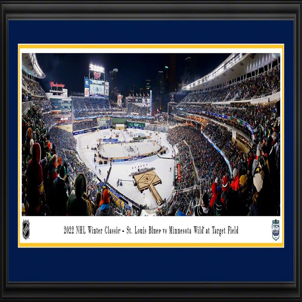 2022 NHL Winter Classic - St. Louis Blues vs Minnesota Wild - 44x18-inch Double Mat, Deluxe Framed Picture by Blakeway Panoramas