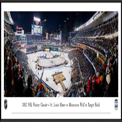 2022 NHL Winter Classic - St. Louis Blues vs Minnesota Wild - 40.25x13.75-inch Standard Framed Print by Blakeway Panoramas