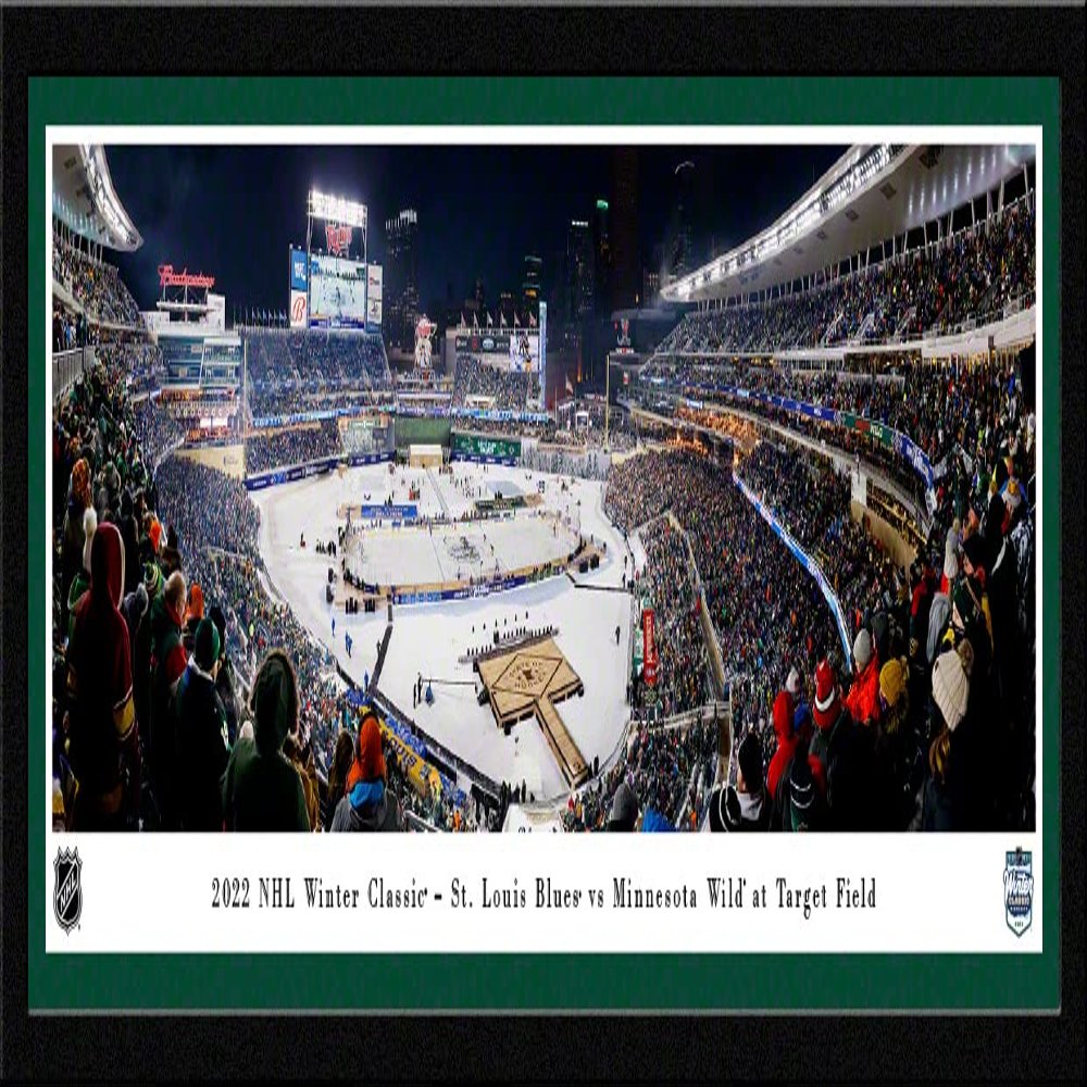 2022 NHL Winter Classic - St. Louis Blues vs Minnesota Wild - 42x15.5-inch Single Mat, Select Framed Picture by Blakeway Panoramas