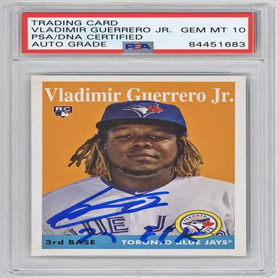 Vladimir Guerrero Jr 2019 Topps Archives Autographed 27 El K Inscription Rookie Card #14 - PSA/DNA 10