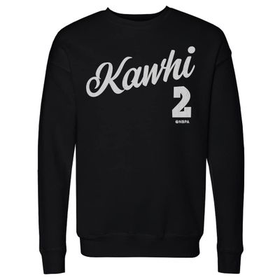 500 LEVEL Kawhi Leonard Sweatshirt (Crew Sweatshirt, XX-Large, Black) - Kawhi Leonard Los Angeles Script WHT