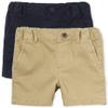 The Children's Place Baby Boys and Toddler Stretch Chino Shorts, Flax/New Navy 2-Pack, 4T US view 1