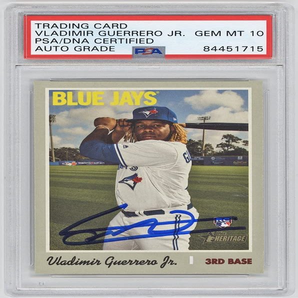 Vladimir Guerrero Jr 2019 Topps Heritage Autographed Rookie Card #504 - PSA/DNA 10