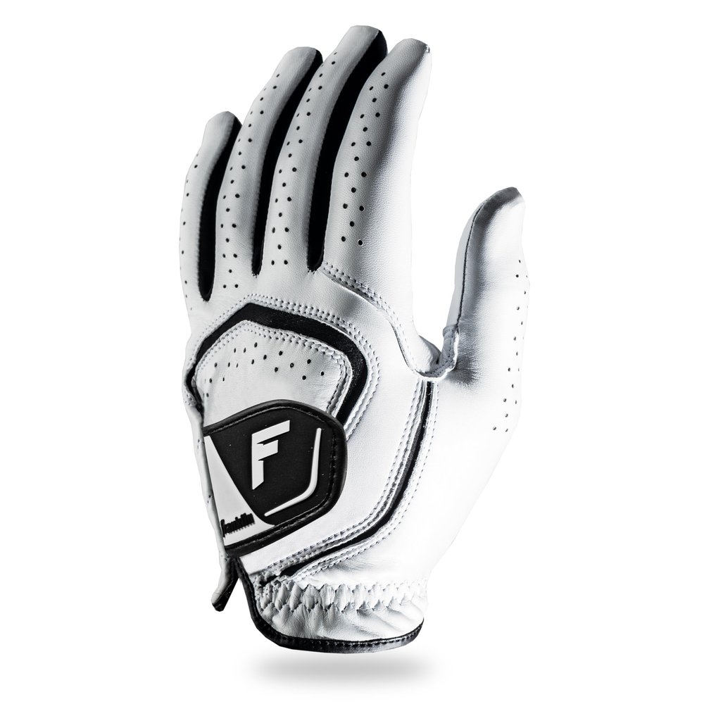 Franklin Sports Youth Golf Gloves - White Junior Left Hand Golf Glove for Righty Golfers - Kids Premium Leather for Maximum Grip in Rain + All Weather Conditions - Youth Extra Large