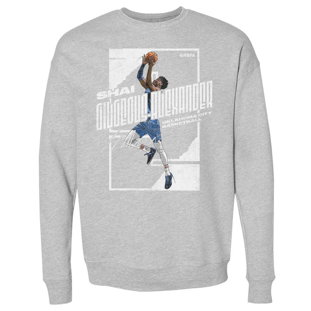 500 LEVEL Shai Gilgeous-Alexander Sweatshirt (Crew Sweatshirt, XX-Large, Heather Gray) - Shai Gilgeous-Alexander Stretch WHT