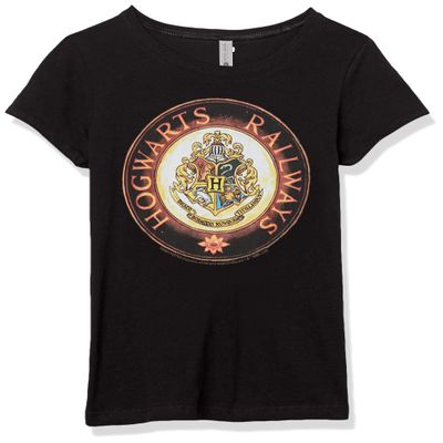 Harry Potter Girl's Hogwarts Railways T-Shirt, Black, Small