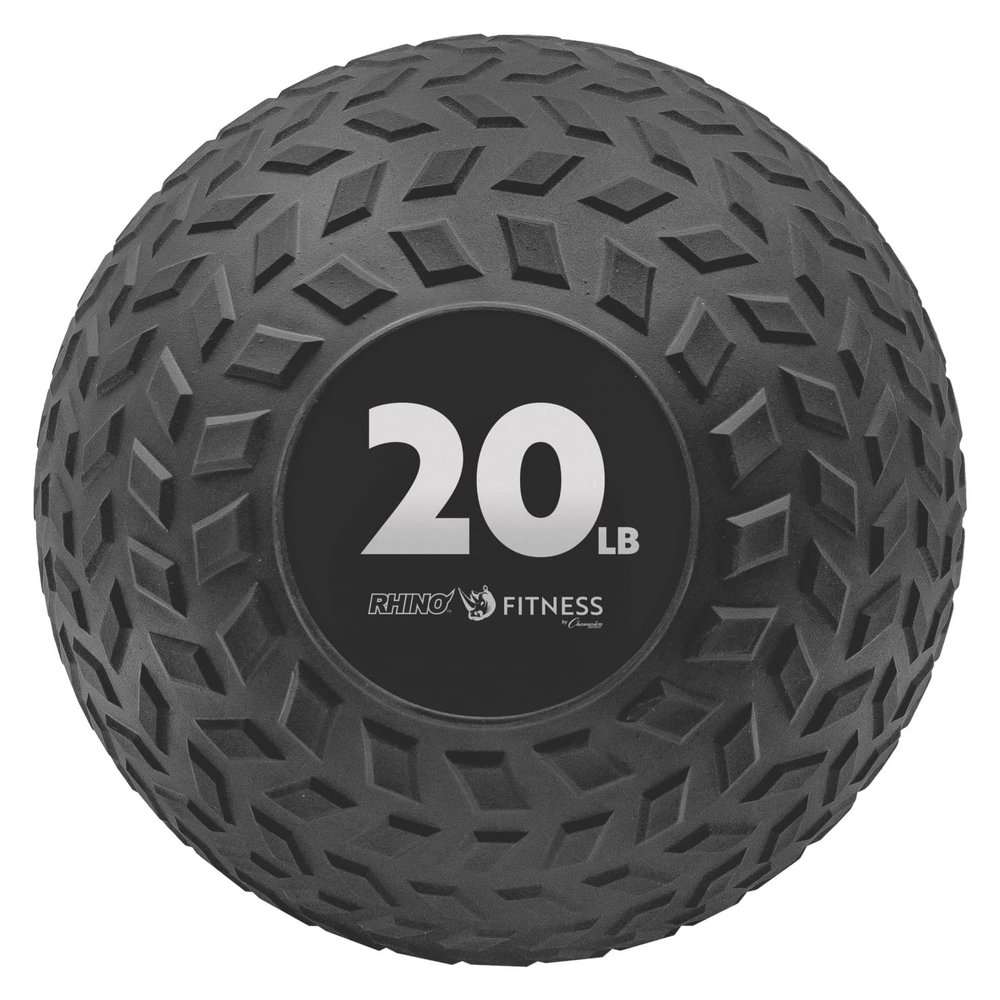 Champion Sports Rhino Fitness Slam Ball Weighted, Sand-Filled, Bounce-Resistant Ball with Rubber Tread Surface for Strength Training, Crossfit, Core Workouts, 20 Pounds