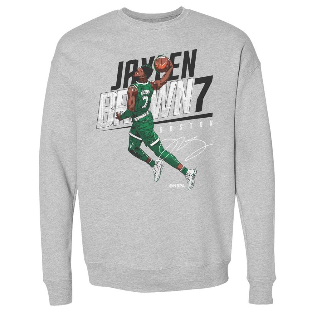 500 LEVEL Jaylen Brown Sweatshirt (Crew Sweatshirt, XX-Large, Heather Gray) - Jaylen Brown Slant K WHT