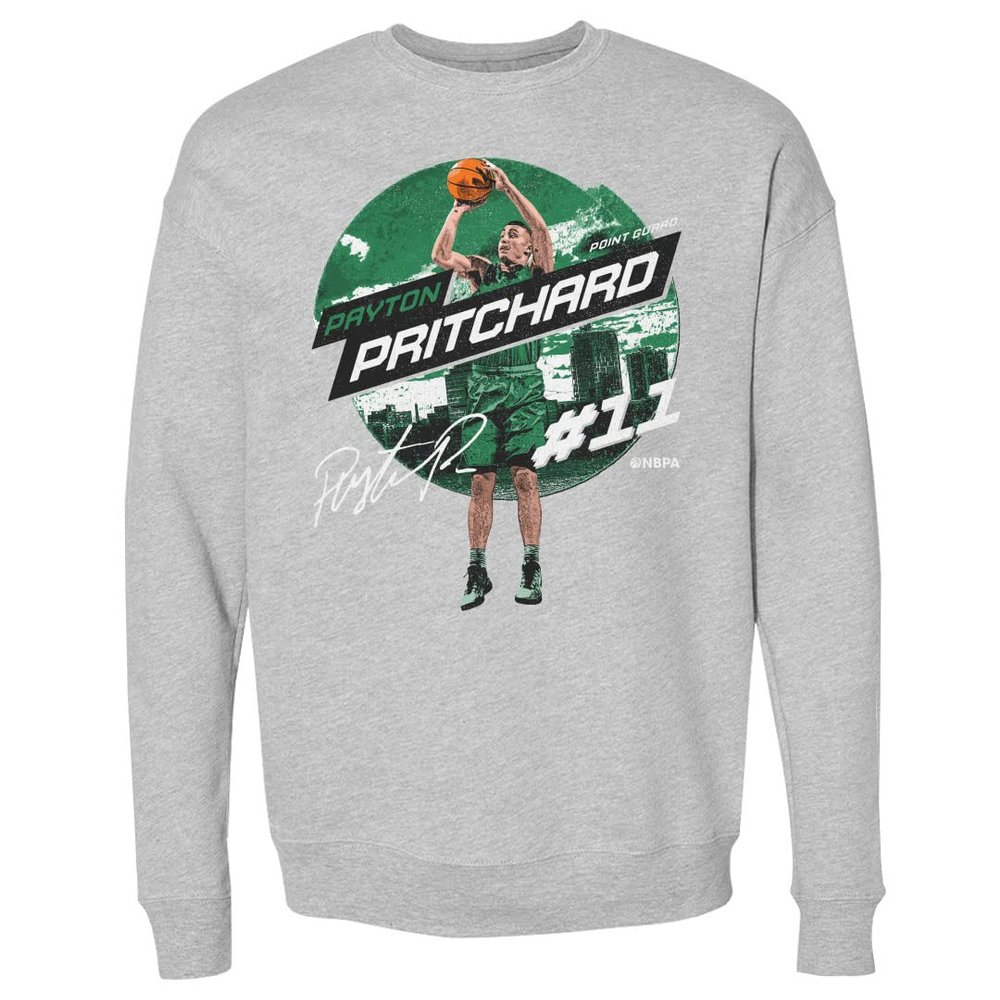 500 LEVEL Payton Pritchard Sweatshirt (Crew Sweatshirt, XX-Large, Heather Gray) - Payton Pritchard City Emblem WHT