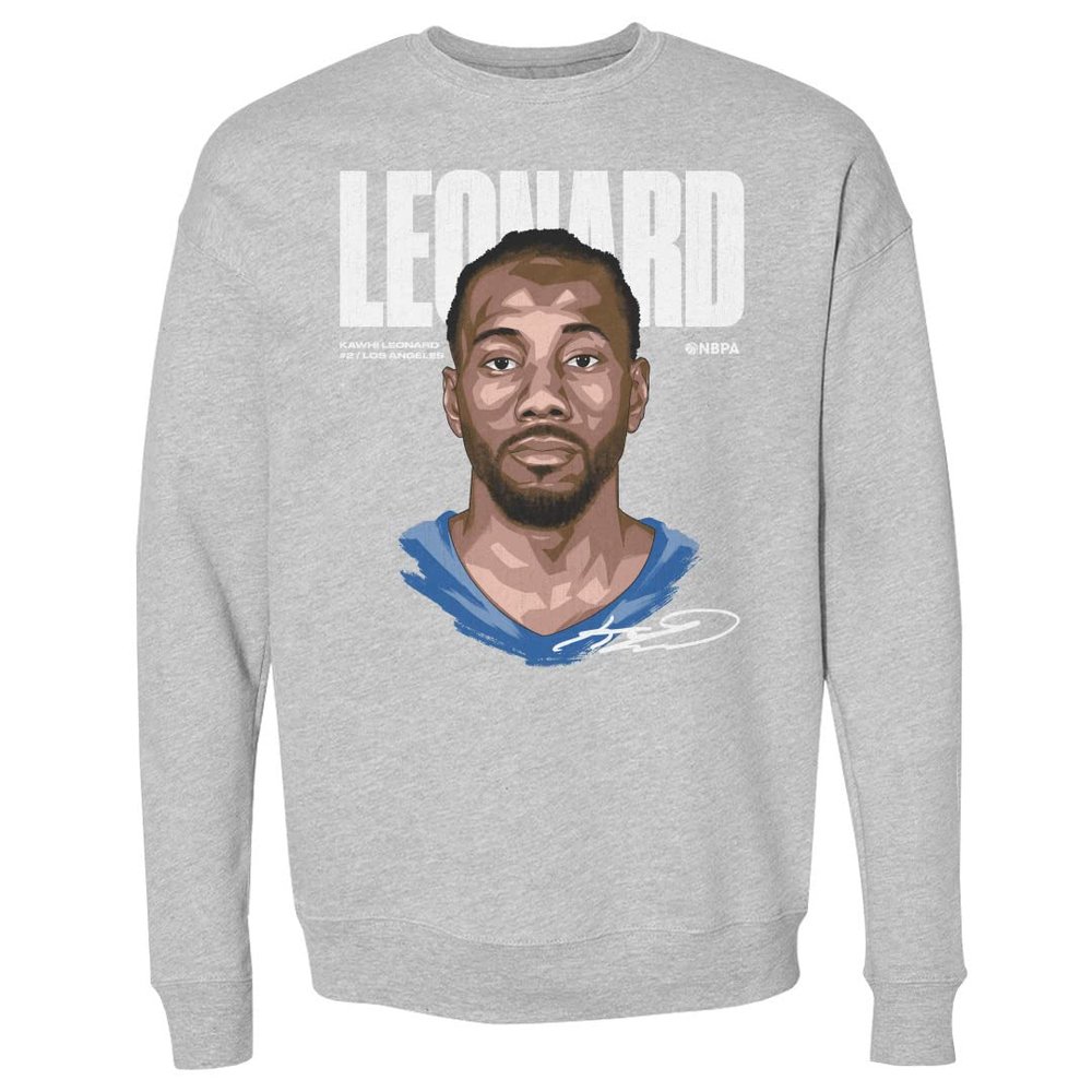 500 LEVEL Kawhi Leonard Sweatshirt (Crew Sweatshirt, XX-Large, Heather Gray) - Kawhi Leonard Game Face WHT