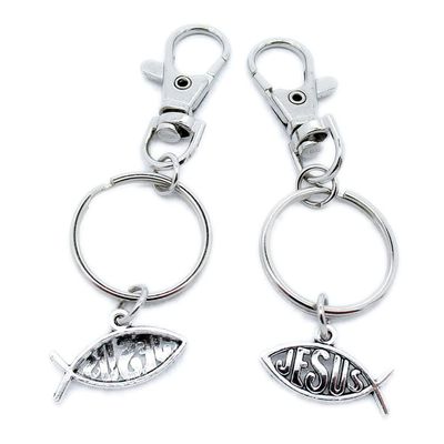 5 Pieces Keyring Keychain Wholesale Suppliers Jewelry Lobster Clasps DJ3Y8N Jesus Christian Fish