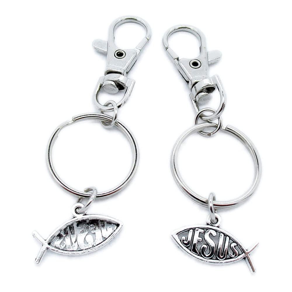 5 Pieces Keyring Keychain Wholesale Suppliers Jewelry Lobster Clasps DJ3Y8N Jesus Christian Fish