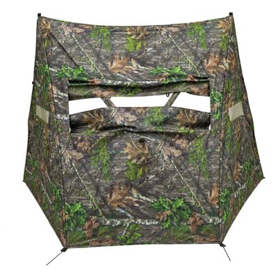 ALPS OutdoorZ Dash Camo Panel Hunting Blind with Hybrid 2 Person Ground Pop Up Design for Quick Deployment, Wide Window, and Interior Mesh Pocket, Mossy Oak Obsession
