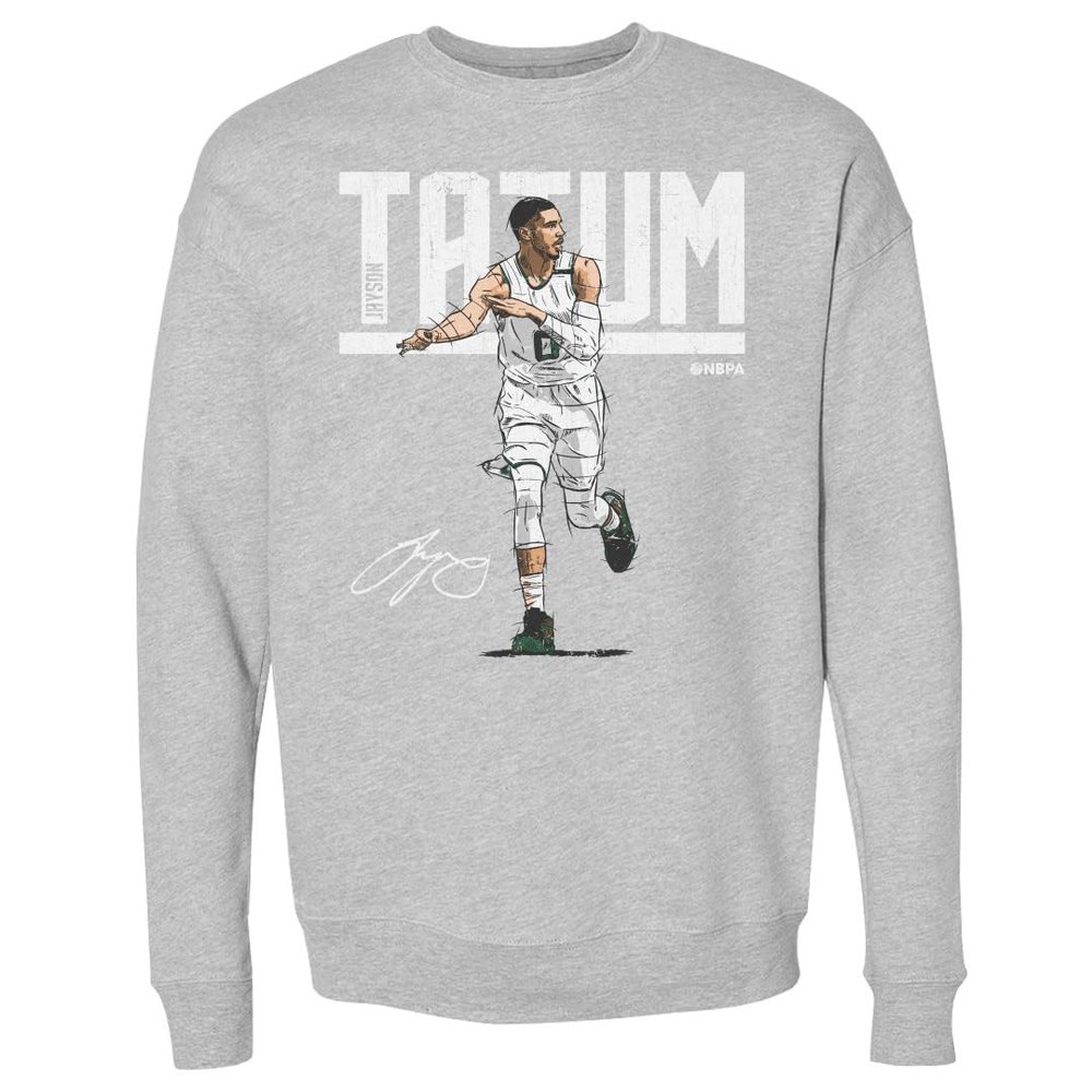 500 LEVEL Jayson Tatum Crewneck Sweatshirt - Jayson Tatum Hyper W WHT (Heather Gray, XX-Large)