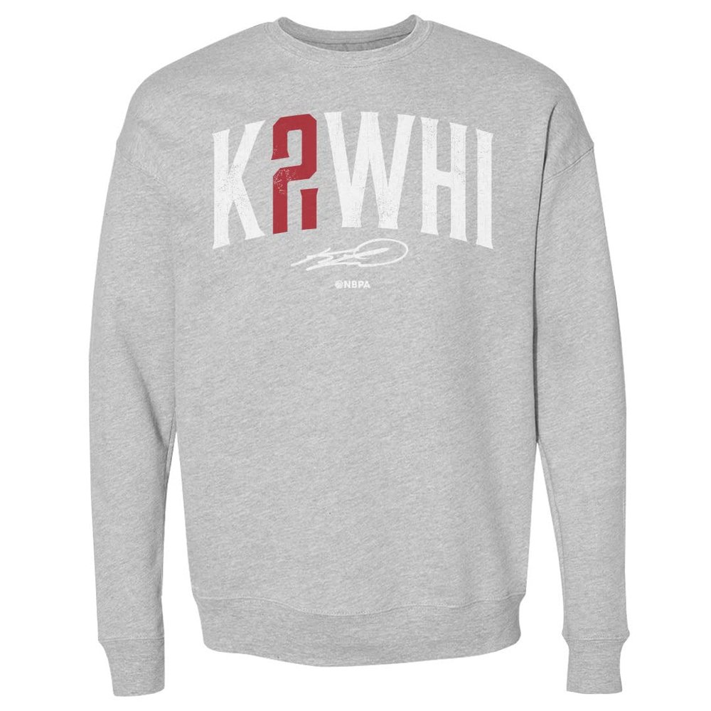 500 LEVEL Kawhi Leonard Sweatshirt (Crew Sweatshirt, XX-Large, Heather Gray) - Kawhi Leonard Name Number R WHT