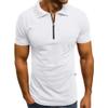 QWENTMTNTY Men's Short Sleeve Polo Shirts Slim Fit Zipper Collared Muscle T Shirts Casual Summer Solid Athletic Tees Pocket White view 1