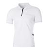 QWENTMTNTY Men's Short Sleeve Polo Shirts Slim Fit Zipper Collared Muscle T Shirts Casual Summer Solid Athletic Tees Pocket White view 3