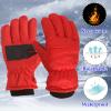 Kids Snow Gloves Winter Waterproof Ski Mittens Warm Thicken Breathable Windproof Gloves for Boys Girls Kids (Red, 4-8 Years) view 4