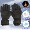 Kids Snow Gloves Winter Waterproof Ski Mittens Warm Thicken Breathable Windproof Gloves for Boys Girls Kids (Black, 4-8 Years) view 4