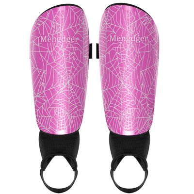 Shin Guards Soccer Youth Kids with Ankle Support Boys Girls Toddler Shin Pads Sleeves EVA Cushion Protection Reduce Shocks Injurie Calf Protective Gear for 4 5 6 7 8 9 10 11 12 Years Old (M, Pink)